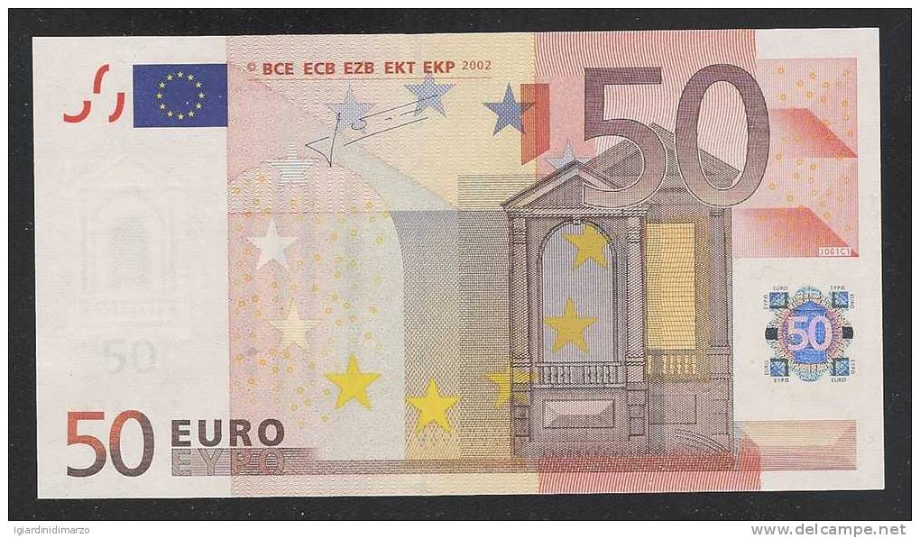 EURO - ITALIA - 2002 - BANCONOTA DA 50 EURO SERIE S (J061C1) - NON CIRCOLATA (FDS-UNC) - OTTIME CONDIZIONI. - 50 Euro