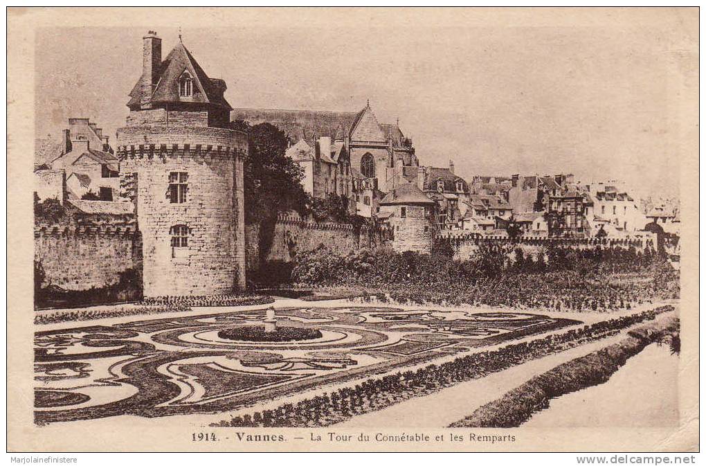 Dép. 56 - Vannes. - La Tour Du Connétable Et Les Remparts. - Laurent-Nel, Rennes N° 1914. Voyagée 1939 - Vannes