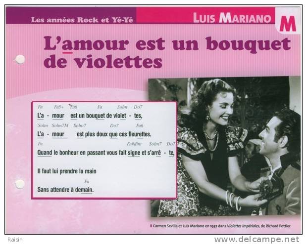 Les Années Rock Et Yé-Yé Luis Mariano L´amour Est Un Bouquet De Violettes Ed. Atlas TBE - Sonstige & Ohne Zuordnung