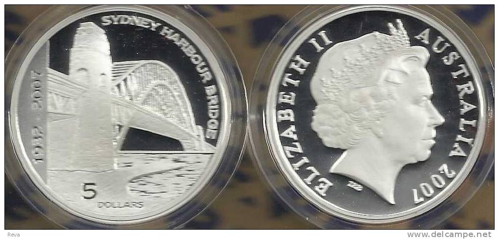 AUSTRALIA $5 SYDNEY HARBOUR BRIDGE 75 YEARFRONT QEII HEAD BACK 2007 PROOF 1Oz .999 SILVER READ DESCRIPTION CAREFULLY !!! - Autres & Non Classés