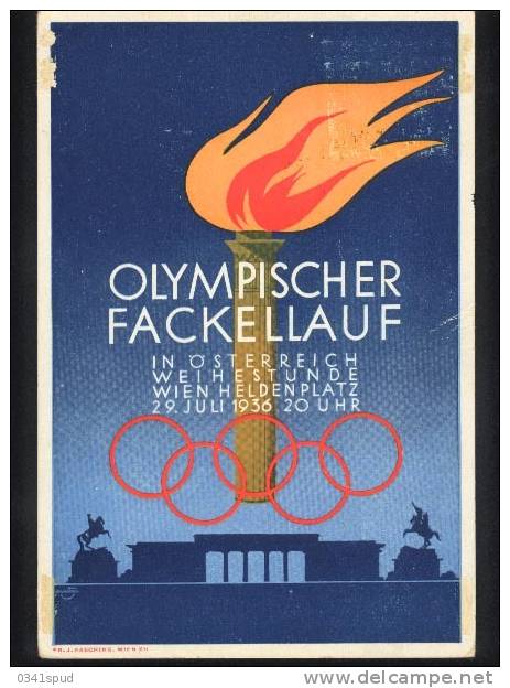 Jeux Olympiques 1936  Austria  Flambeau Olympique Fiaccola Olimpica - Ete 1936: Berlin