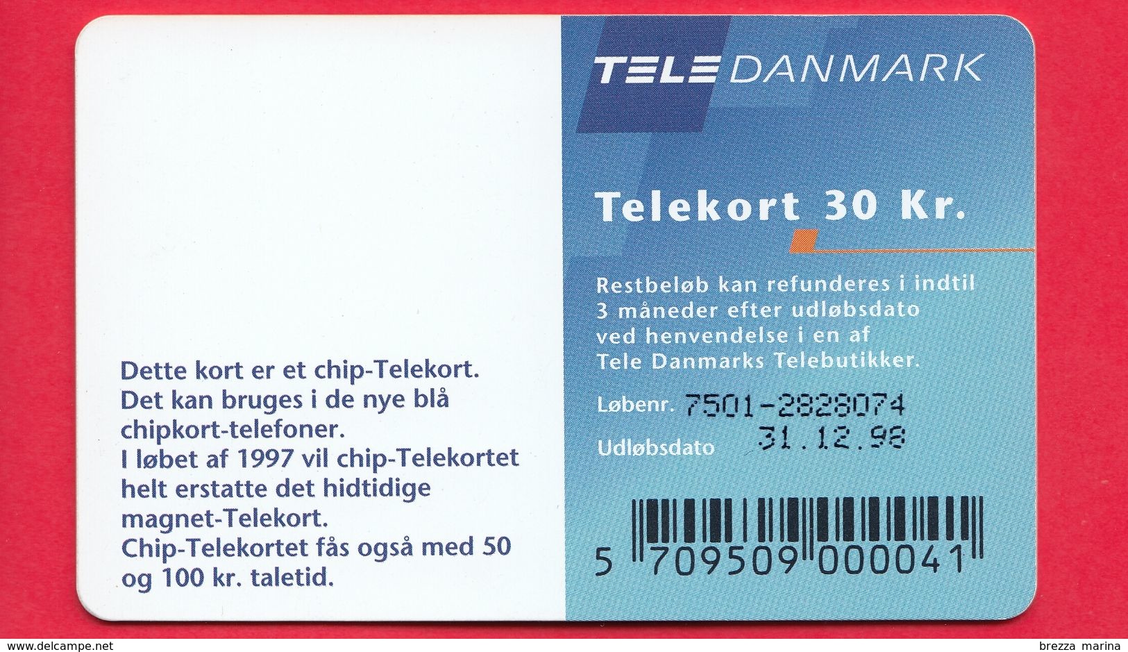 DANIMARCA - Scheda Telefonica - Tele Danmark - CHIP - 1996 - Pesci - Fish - 30 - Denemarken