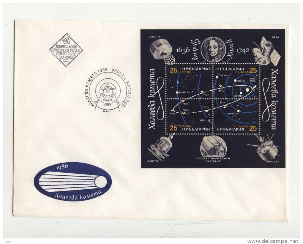 FDC Halley Comet 1986 From Bulgaria - Europa