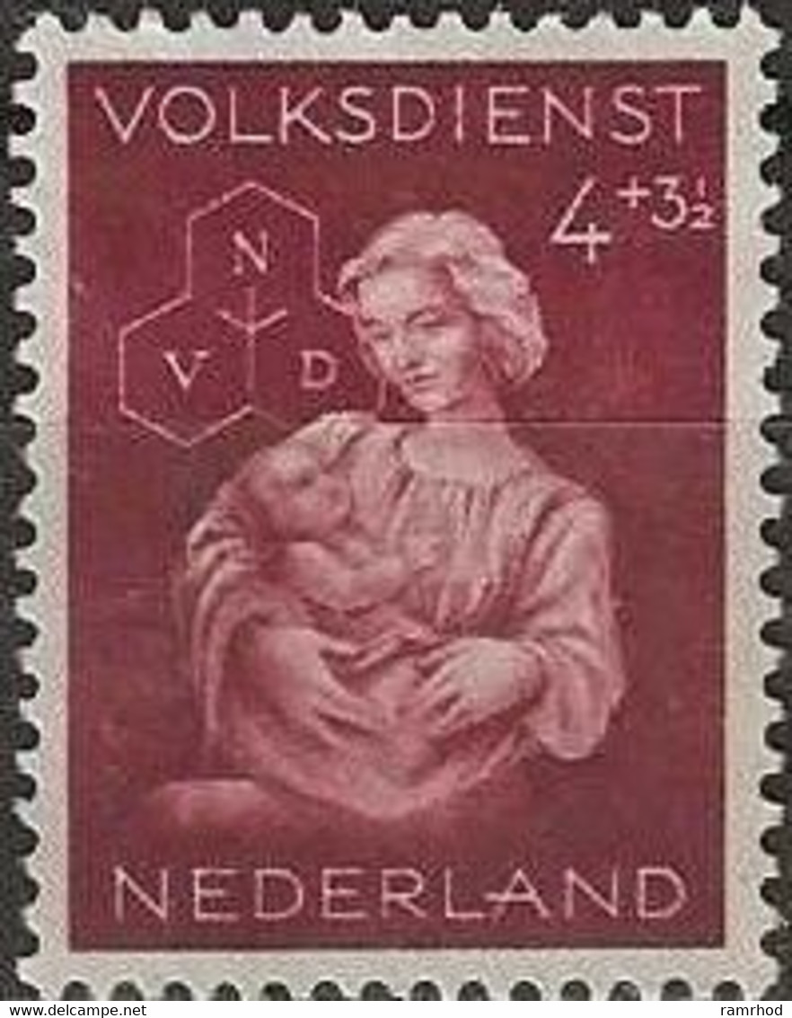 NETHERLANDS 1944 Child Welfare And Winter Help Funds - 4c.+3 1/2 C Mother And Child MH - Unused Stamps