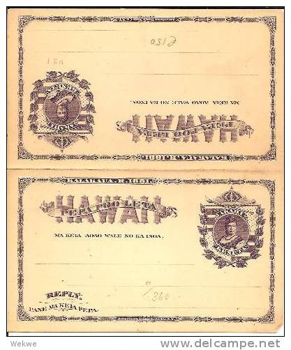 USG012a/ Hawaii -  UY 1 , Königin-Doppelkarte, ** - Hawaii