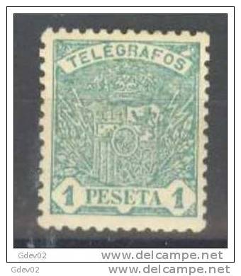 ESTGF36-3302TTG-MCESJ130.Sp Ain Espagne.ESCUDO   DE ESPAÑA.TELEGRAFOS DE ESPAÑA .1901 (Ed 36*)  Charnela.LUJO. - Telegramas