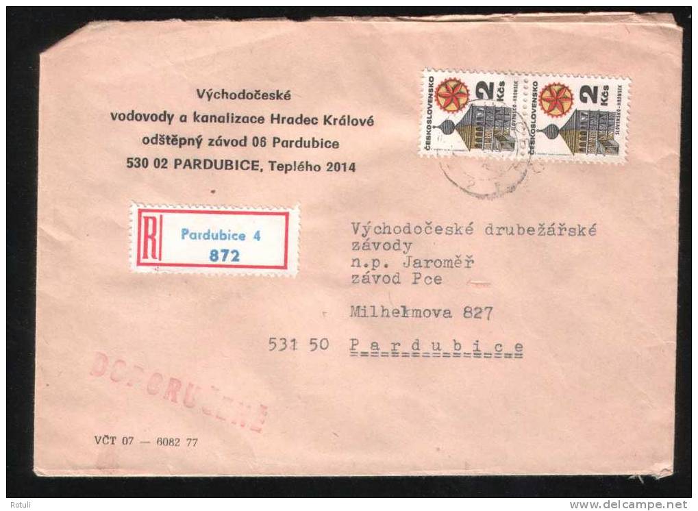 Czechoslovakia Registered Cover Pardubice - Covers & Documents