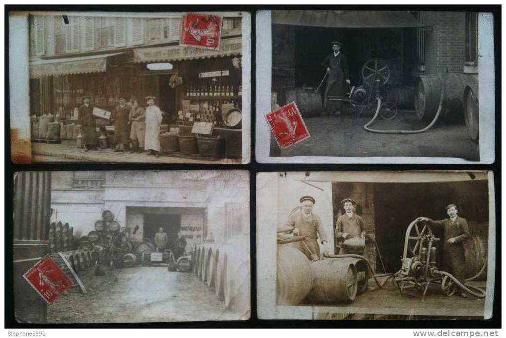 CPA CARTE PHOTO BAGNOLET 93 (LOT DE 4) MAISON LOUIS CULLIN - VITICOLE / VITICULTEUR + DEVANTURE DE BOUTIQUE - Bagnolet