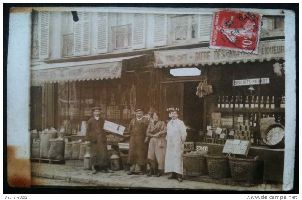 CPA CARTE PHOTO BAGNOLET 93 (LOT DE 4) MAISON LOUIS CULLIN - VITICOLE / VITICULTEUR + DEVANTURE DE BOUTIQUE - Bagnolet