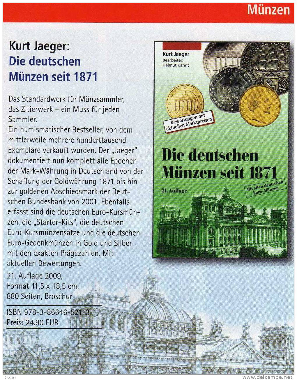 Deutschland 21.Jäger Münzen-Katalog 2011 Neu 25€ Münzen Ab 1871 Und Numisbriefe Numismatic Coins Of Old And New Germany - Kronieken & Jaarboeken