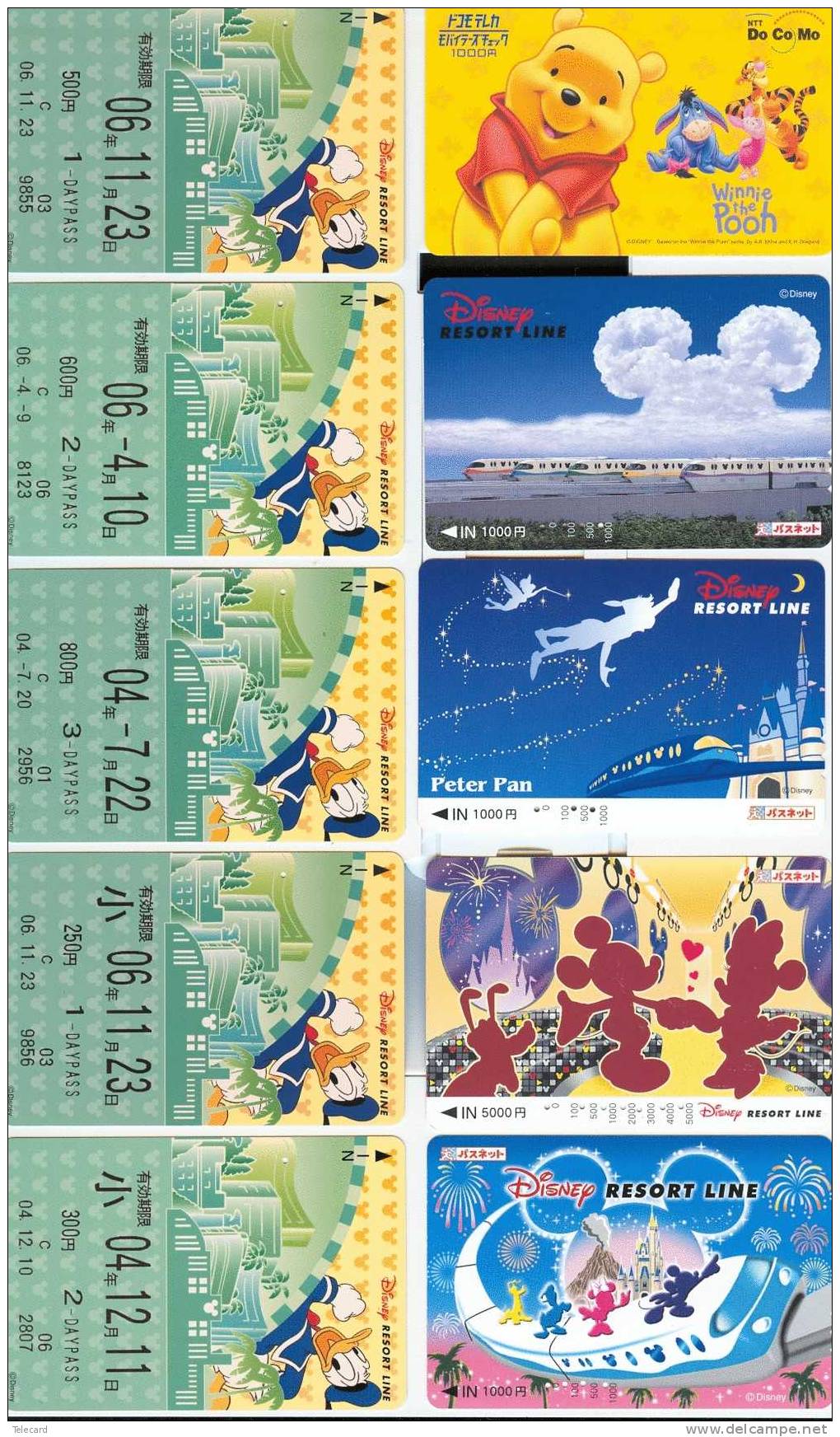 10 Cartes Japon * DISNEY RESORT LINE (LOT 20)  TRAIN  * 10 Japan Cards *  Zug * Karten - Disney