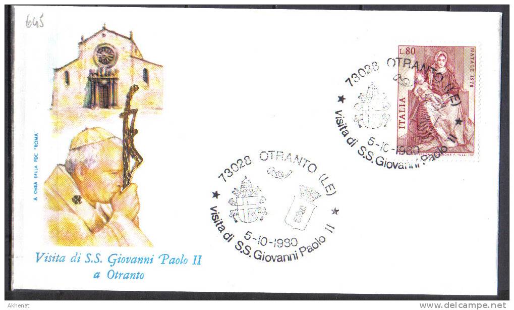 VER645 - VIAGGI DI S.S. GIOVANNI PAOLO II, 5/10/1980 Visita Otranto - Covers & Documents