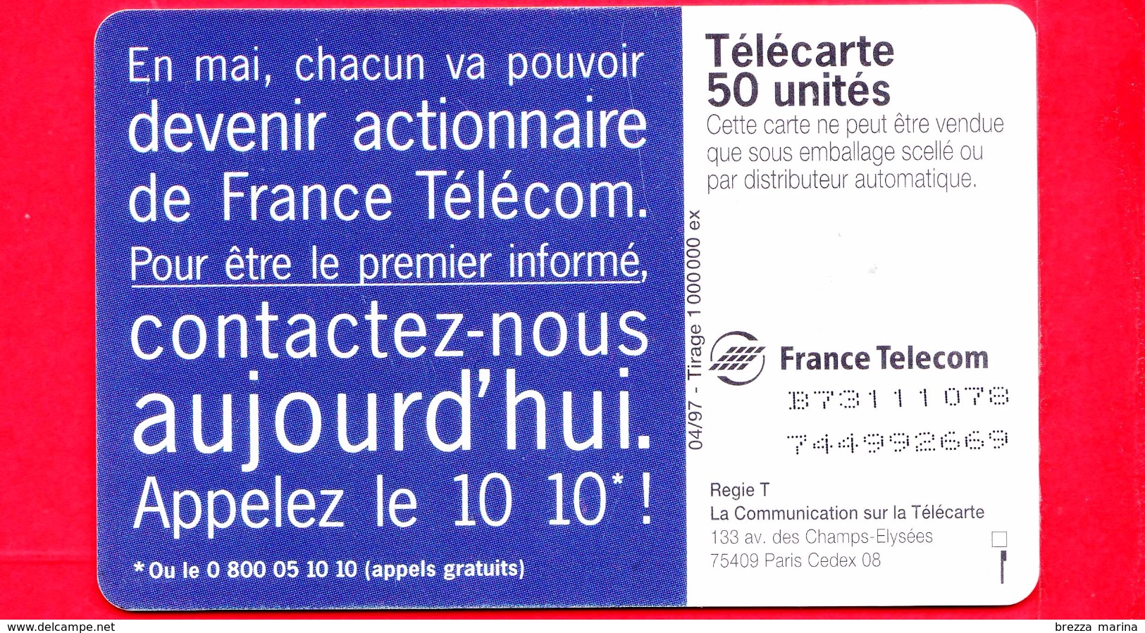 FRANCIA - Scheda Telefonica - Telecarte - 1997 - Numeri Utili - 10-10 Telephone - 50 - 1997