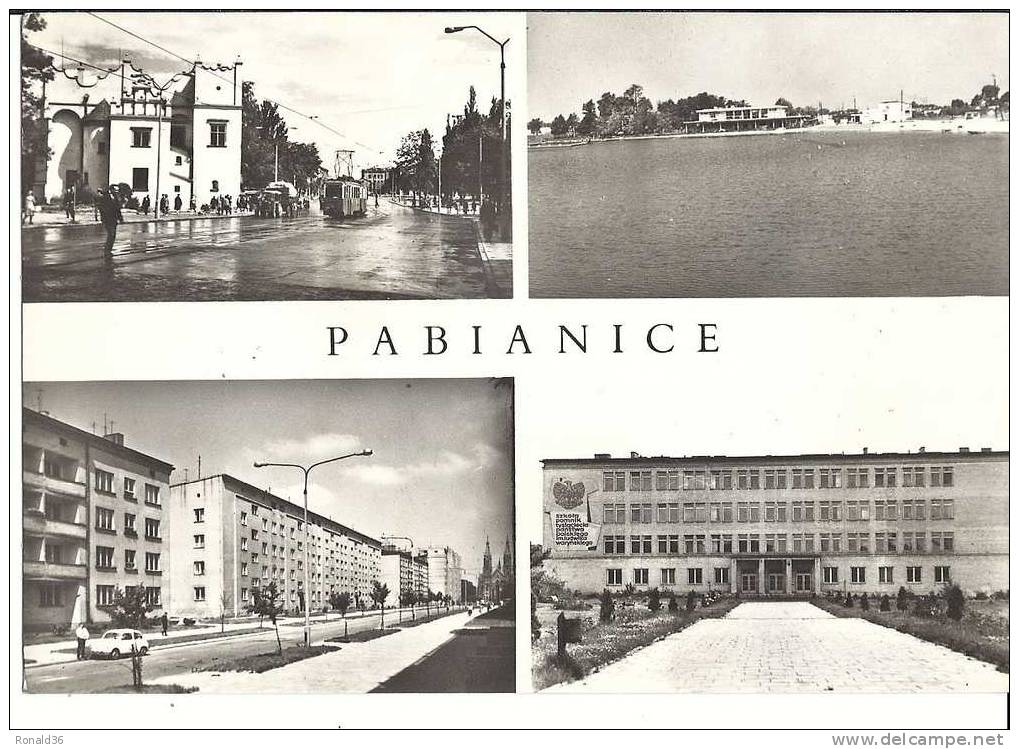 Cp LITUANIE PABIANICE  Panorama , Ligne De Chemin De Fer Trolay Tramway électrique , Habitations ( 4 Mini Vues ) - Litouwen