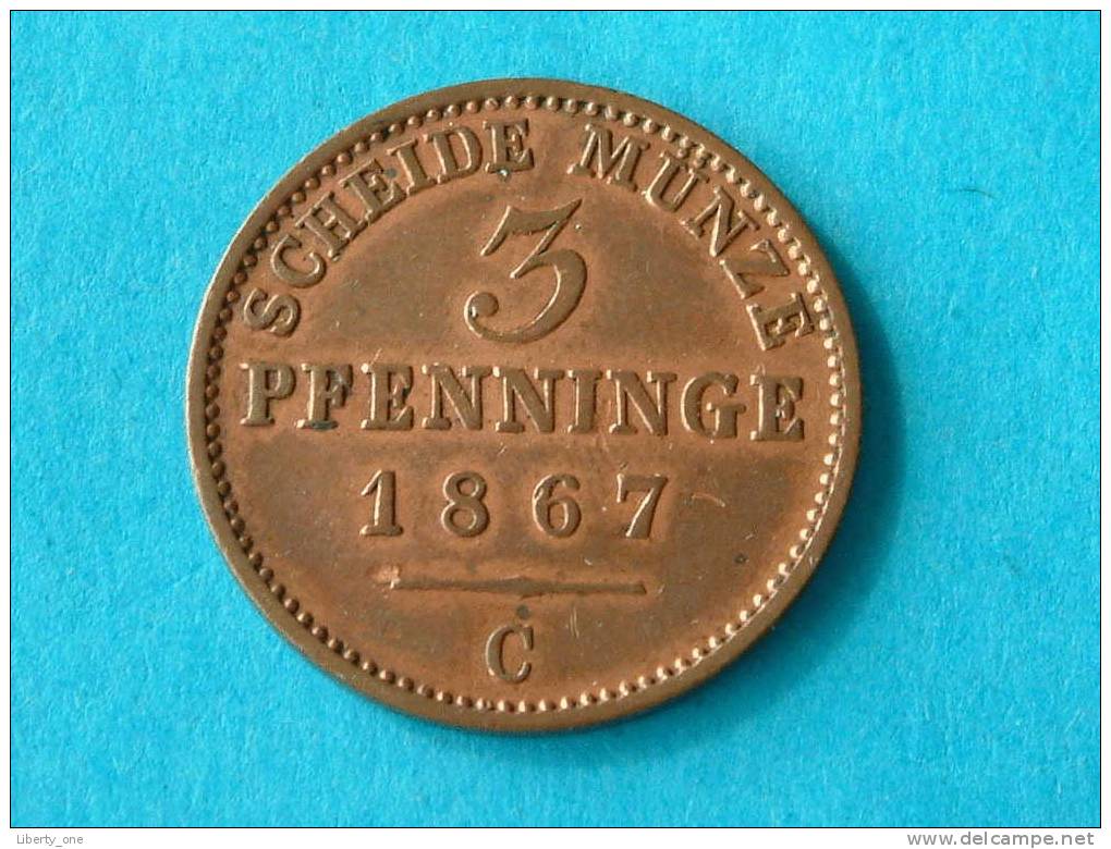 1867 C - 3 PFENNINGE / KM 482 ( For Grade, Please See Photo ) ! - Taler Et Doppeltaler