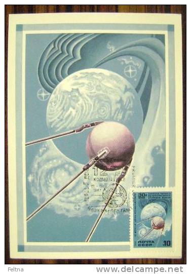 1987 RUSSIA MAXIMUM CARD 2 SPACE SATELLITE - UdSSR