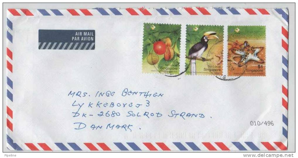 Singapore Air Mail Cover Sent To Denmark 24-11-2004 With Topic Stamps - Singapour (1959-...)