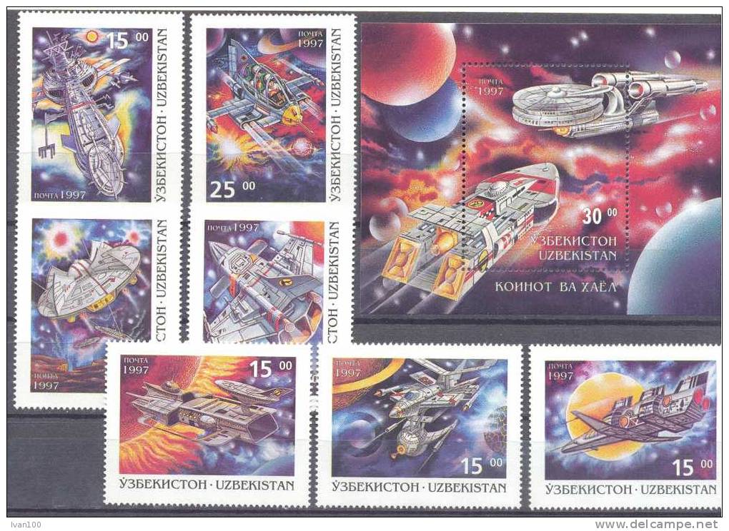 1997. Uzbekistan, Space Travels, 7v + S/s, Mint/** - Ouzbékistan