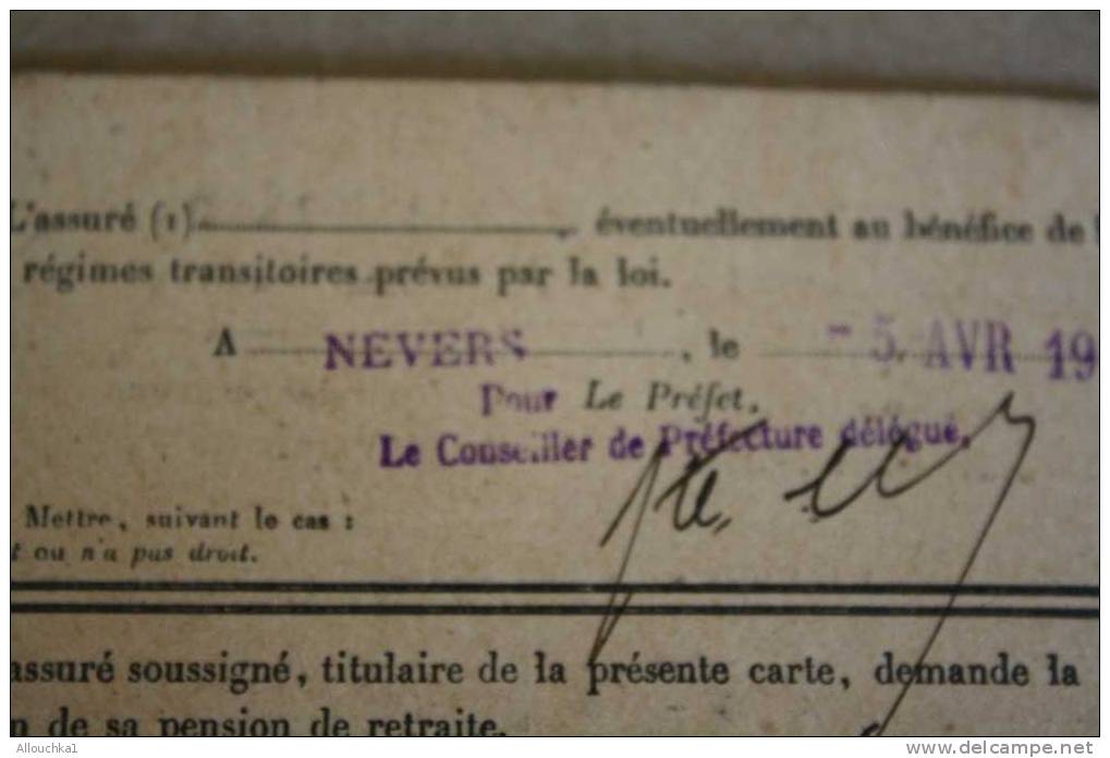 1916 GUERRE CARTE D'IDENTITé RETRAITES OUVRIERES ET PAYSANNES > NEVERS NIEVRE MINISTERE DU TRAVAIL ET PREVOYANCE SOCIALE - Unclassified