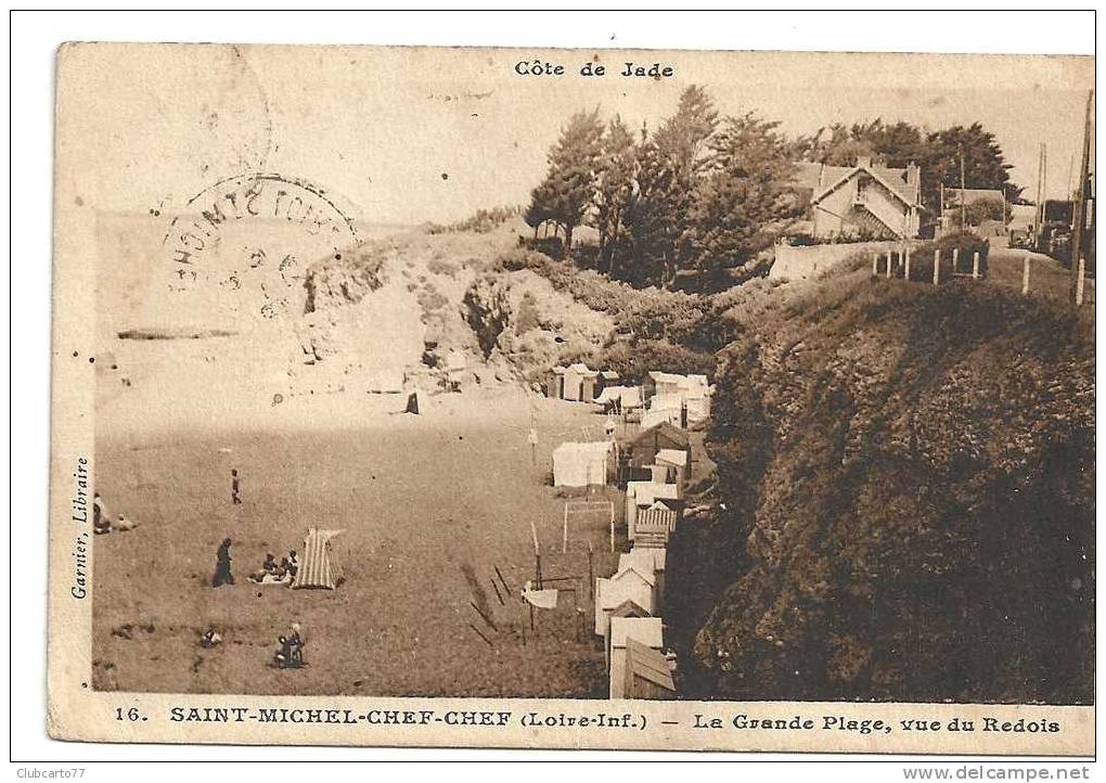 Saint-Michel-Chef-Chef (44) : La Grande Plage Vue Du Redois Et La Route La Longeant Env Hiver 1947(animé). - Saint-Michel-Chef-Chef