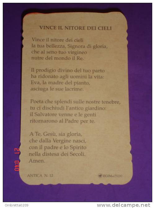 N° 12 - GESU BAMBINO - Adorazione PASTORI -Maria S.Giuseppe Santino Recente - New Holy Card - Serie " Antica "-  Ed.EGIM - Images Religieuses