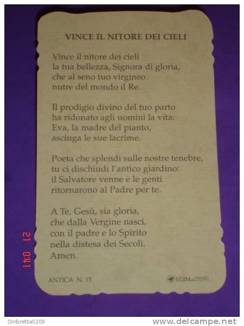 N° 13 - GESU BAMBINO - Maria S.Giuseppe - Santino Recente - New Holy Card - Serie " Antica "-  Ed.EGIM - Images Religieuses