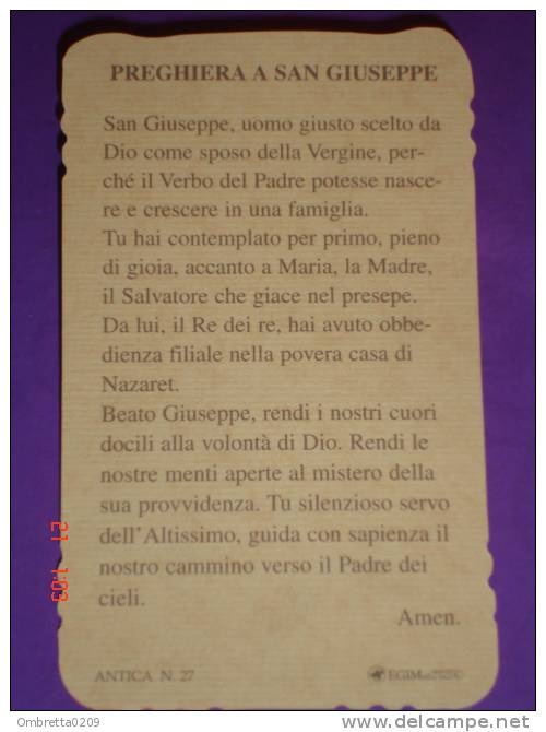 N° 27 - S.GIUSEPPE-  Santino Recente - New Holy Card - Serie " Antica "-  Ed.EGIM - Images Religieuses