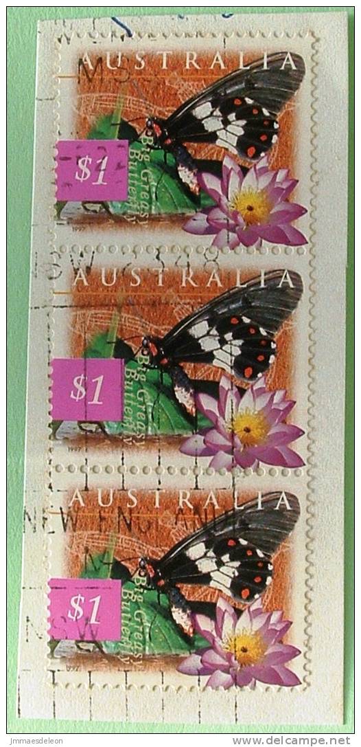 Australia 1996 Butterfly - Bloc Of 3 On Fragment - Scott 1532 - Ungebraucht