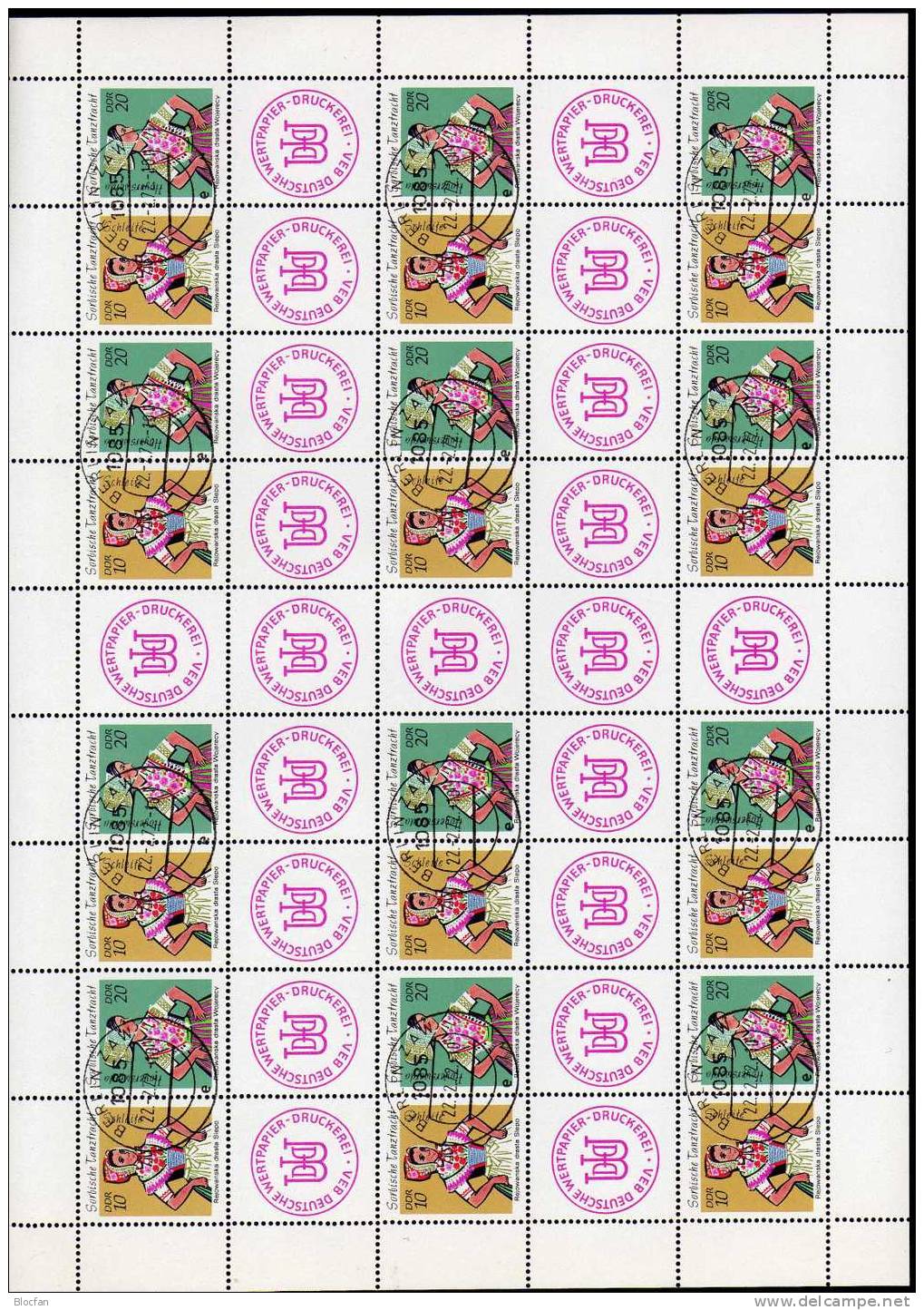 Sorbische Trachten 1971 DDR 1724 Plus MHB 13A O 60€ Tanztrachten Im Kleinen Format Für Markenhefte Sheetlet From Germany - 1e Jour – FDC (feuillets)