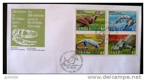 CANADA, Prehistoire, 1 FDC: 1 Enveloppe (1 Octobre 1993) 4 VALEURS - Fossiles
