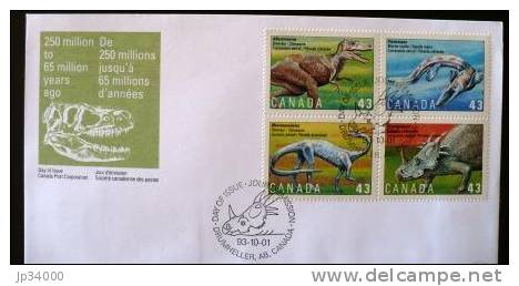 CANADA, Prehistoire, 1 FDC: 1 Enveloppe (1 Octobre 1993) 4 VALEURS - Fossilien