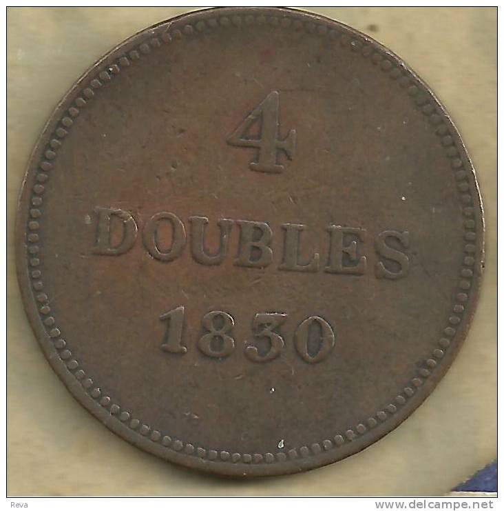 GUERNSEY 4 DOUBLES  DENOMINATION FRONT SHIELD  BACK 1830 KM?  READ DESCRIPTION CAREFULLY !!! - Guernesey