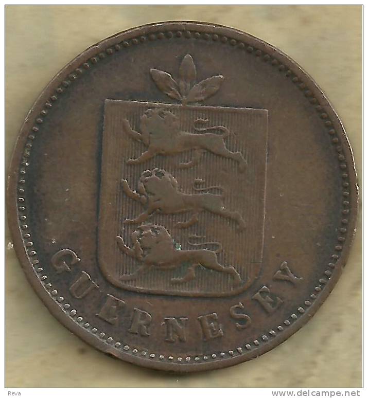 GUERNSEY 4 DOUBLES  DENOMINATION FRONT SHIELD  BACK 1830 KM?  READ DESCRIPTION CAREFULLY !!! - Guernsey