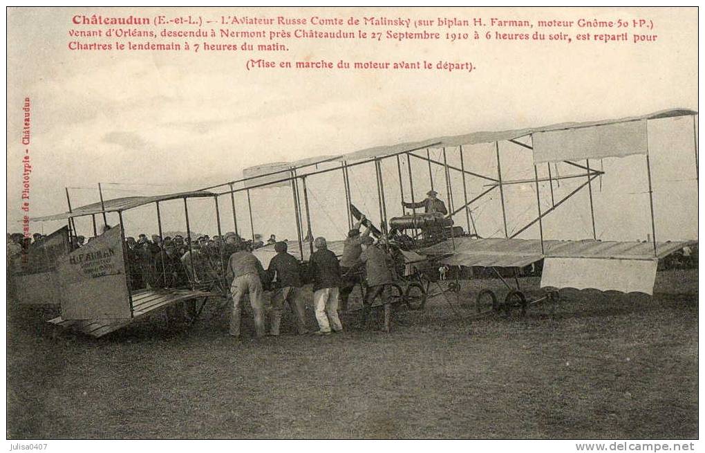 CHATEAUDUN (28) Aviation Aviateur Russe Comte De Malinsky Gros Plan - Chateaudun