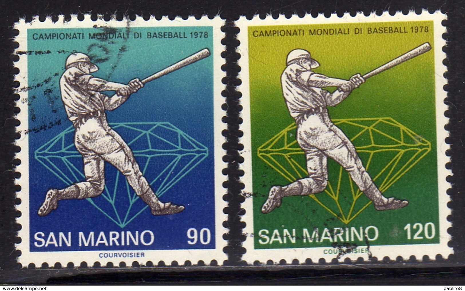 REPUBBLICA DI SAN MARINO 1978 SPORT BASEBALL SERIE COMPLETA COMPLETE SET USATA USED OBLITERE' - Oblitérés