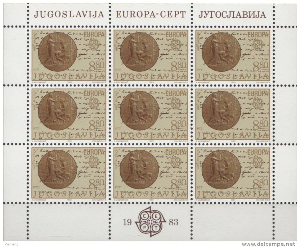 PIA  -  JUGOSLAVIA  -  1983  :  Europa   (Un  1875-76 X 9) - Hojas Y Bloques