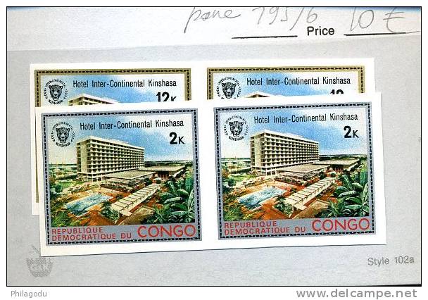 Hotel Intercontinental Kinshasa   795/796**    10/1971  Paire Non Dentelée - Mint/hinged