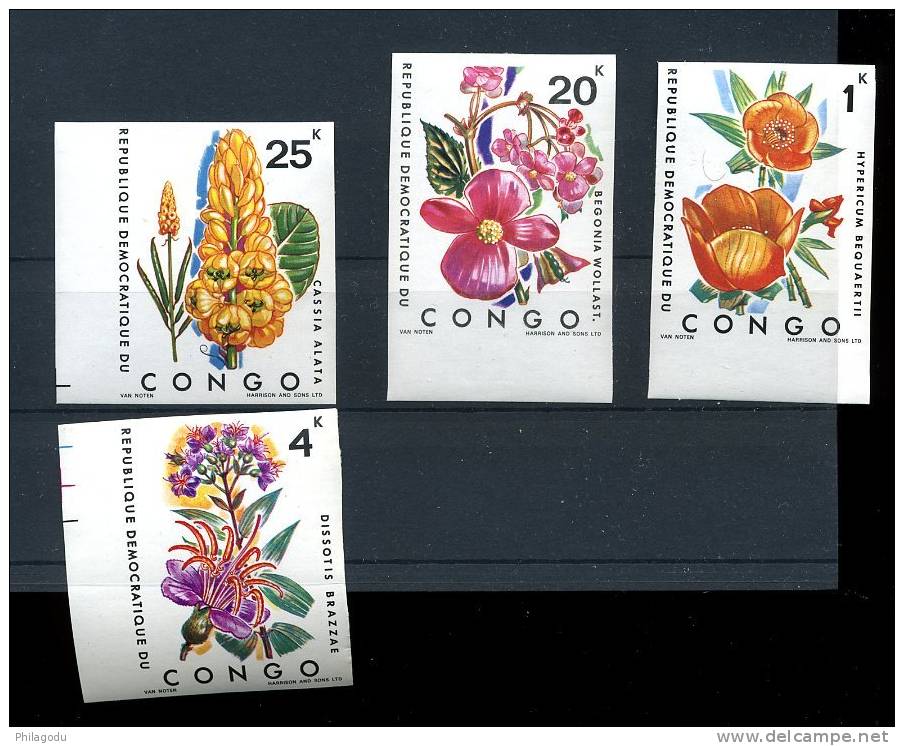 FLEURS DU CONGO   778/781**   5/1971   Non Dentelée  FLOWERS  BLUMEN - Mint/hinged