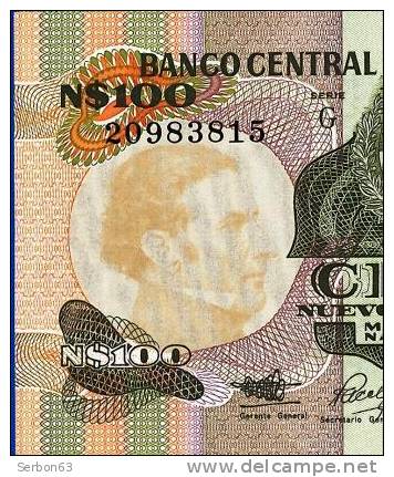 PAIRE DE BILLETS MONNAIE NEUFS URUGUAY AMERIQUE DU SUD 100 NUEVOS PESOS 3 SIGNATURES N°20983814 et 815 SERIE G - ARTIGAS