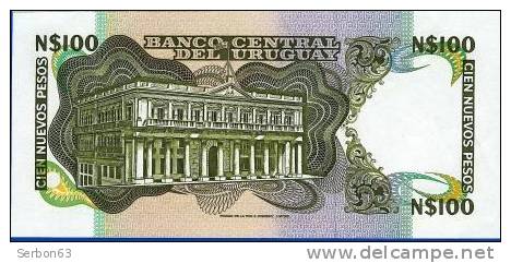 PAIRE DE BILLETS MONNAIE NEUFS URUGUAY AMERIQUE DU SUD 100 NUEVOS PESOS 3 SIGNATURES N°20983814 et 815 SERIE G - ARTIGAS