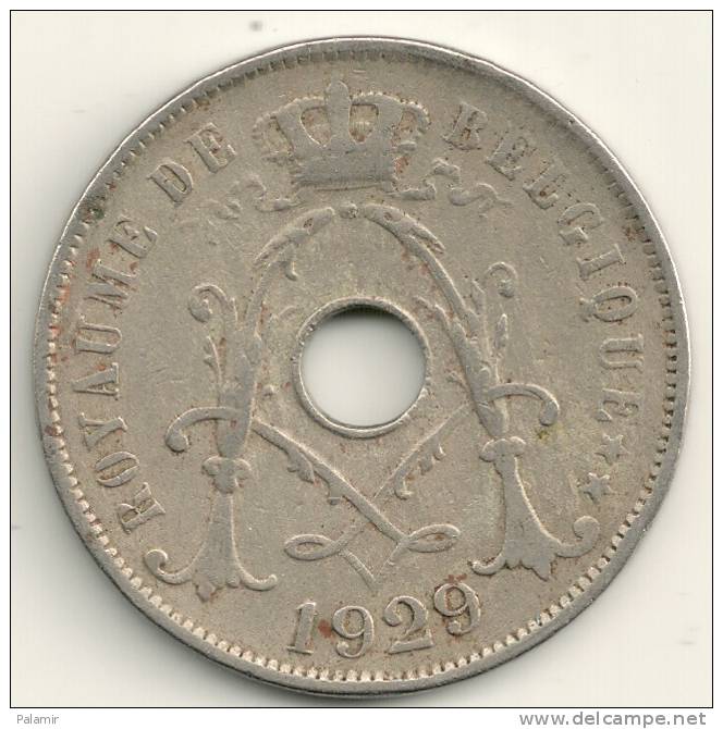 Belgium Belgique Belgie Belgio 25 Cents FR  KM#68.1 1929 - Small Second Nine In The Year - 25 Cents