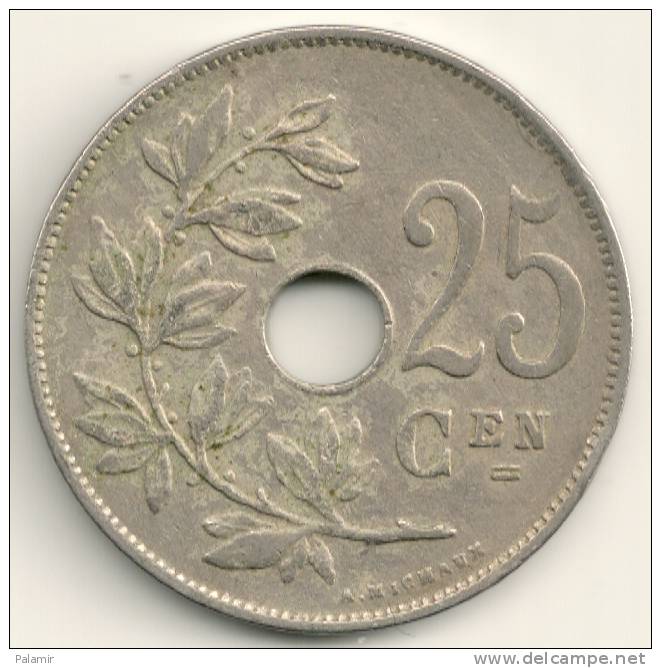 Belgium Belgique Belgie Belgio 25 Cents FL  KM#69  1922 - 25 Cent