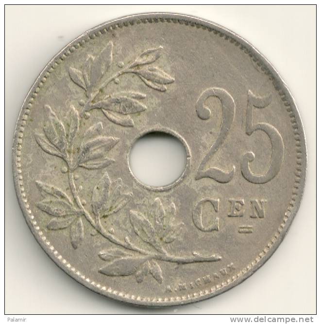 Belgium Belgique Belgie Belgio 25 Cents FL  KM#69  1922 - 25 Cents