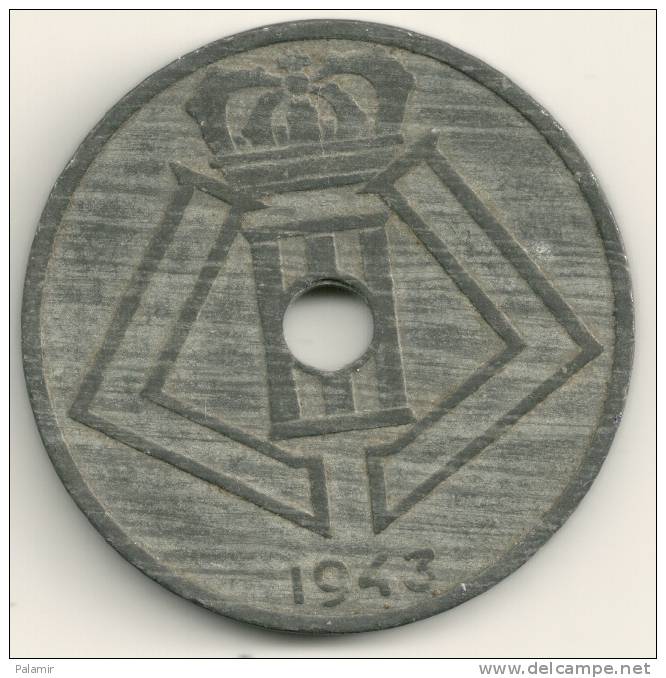 Belgium Belgique Belgie Belgio 25 Cents FL/FR   KM#132  1943 - 25 Centimos