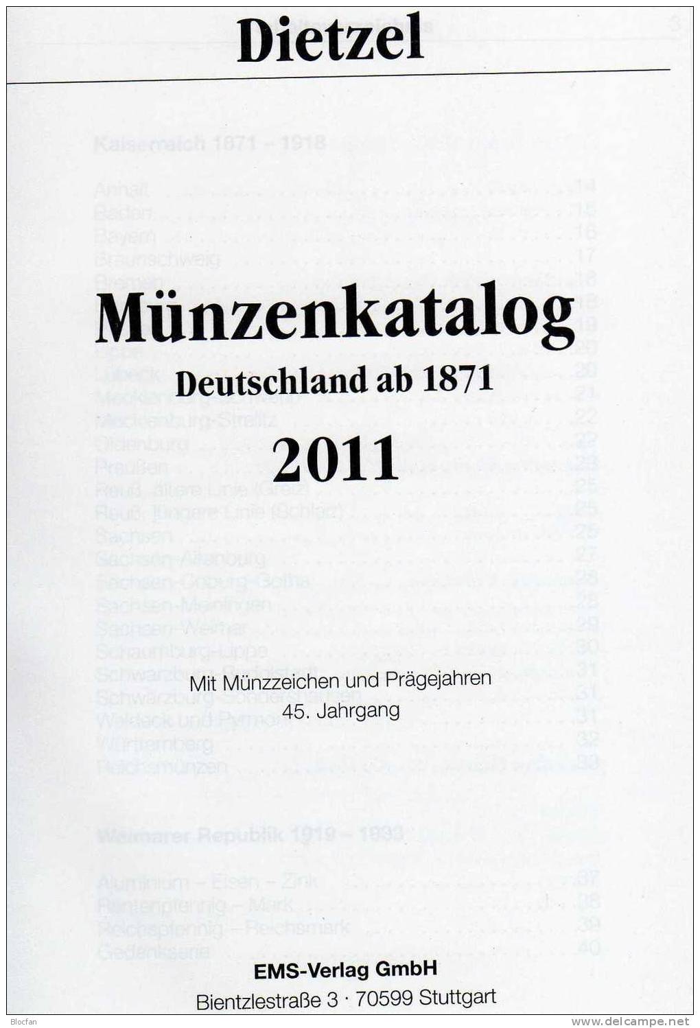 DIETZEL Münzen-Katalog Deutschland 2011 Neu 6€ Das Preiswerte Nachschlagwerk Für Münzen Ab 1871 Und Numisbriefe - Catálogos