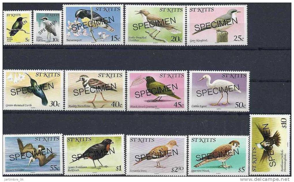 1981 SAINT KITTS St Christophe 454-67** Oiseaux Surchargé Specimen - St.Kitts And Nevis ( 1983-...)