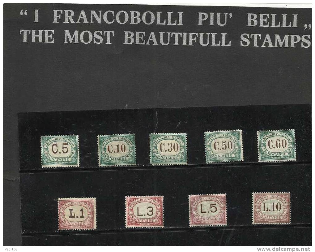 SAN MARINO SEGNATASSE 1897-1919 SERIE COMPLETA MNH DISCRETA CENTRATURA - Portomarken