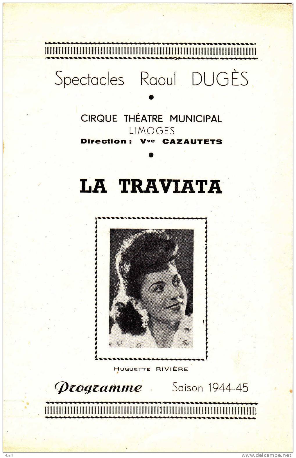 Programme  Du  Cirque Théâtre Municipal De Limoges. - Programmes