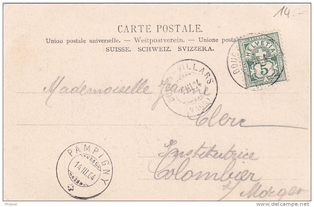 Signal De Bougy - Oblitérée  Bougy-Villars Et Pampigny, Le 14.3.1904 - Bougy-Villars