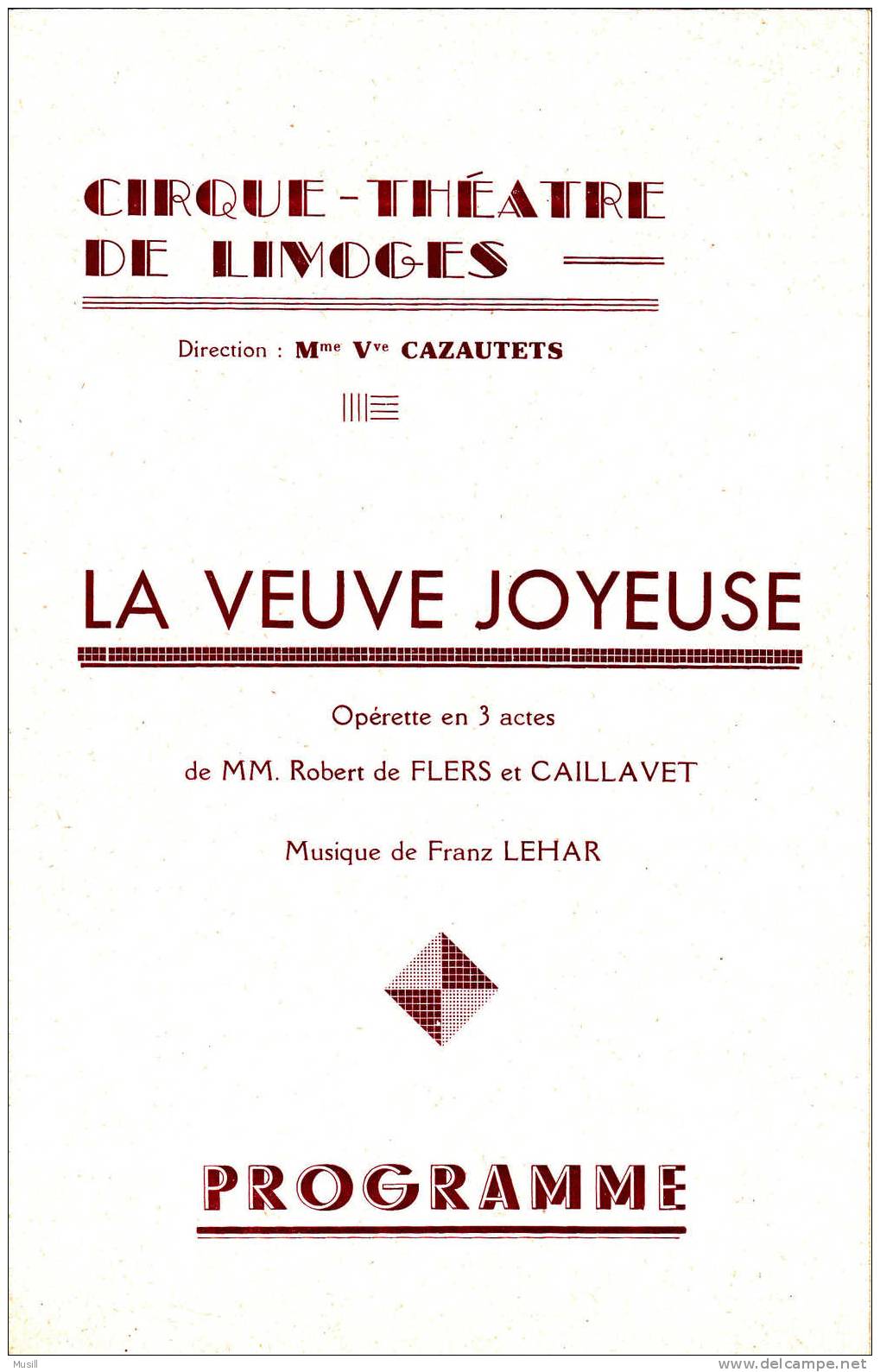 Programme Du Cirque - Théâtre  De Limoges. - Programmes